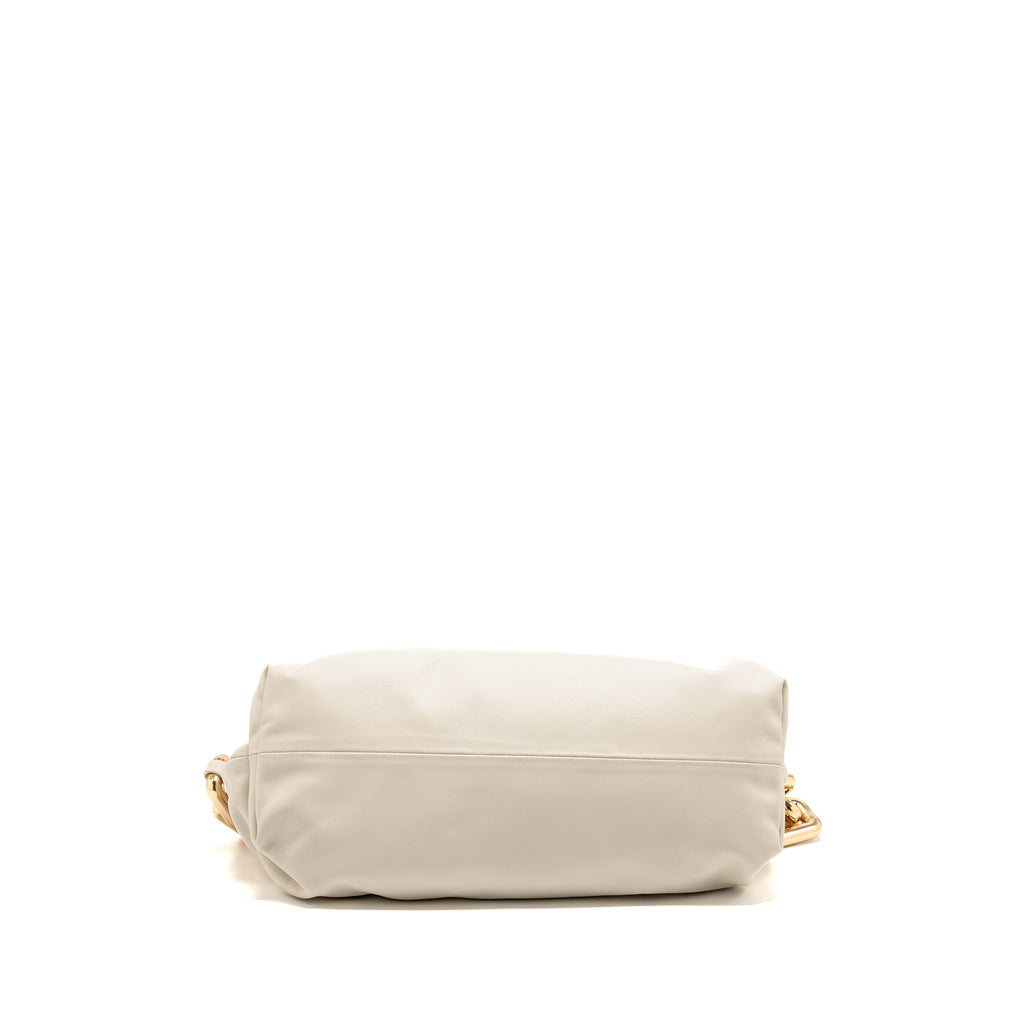 BOTTEGA VENETA CHAIN POUCH BAG CALFSKIN WHITE GHW