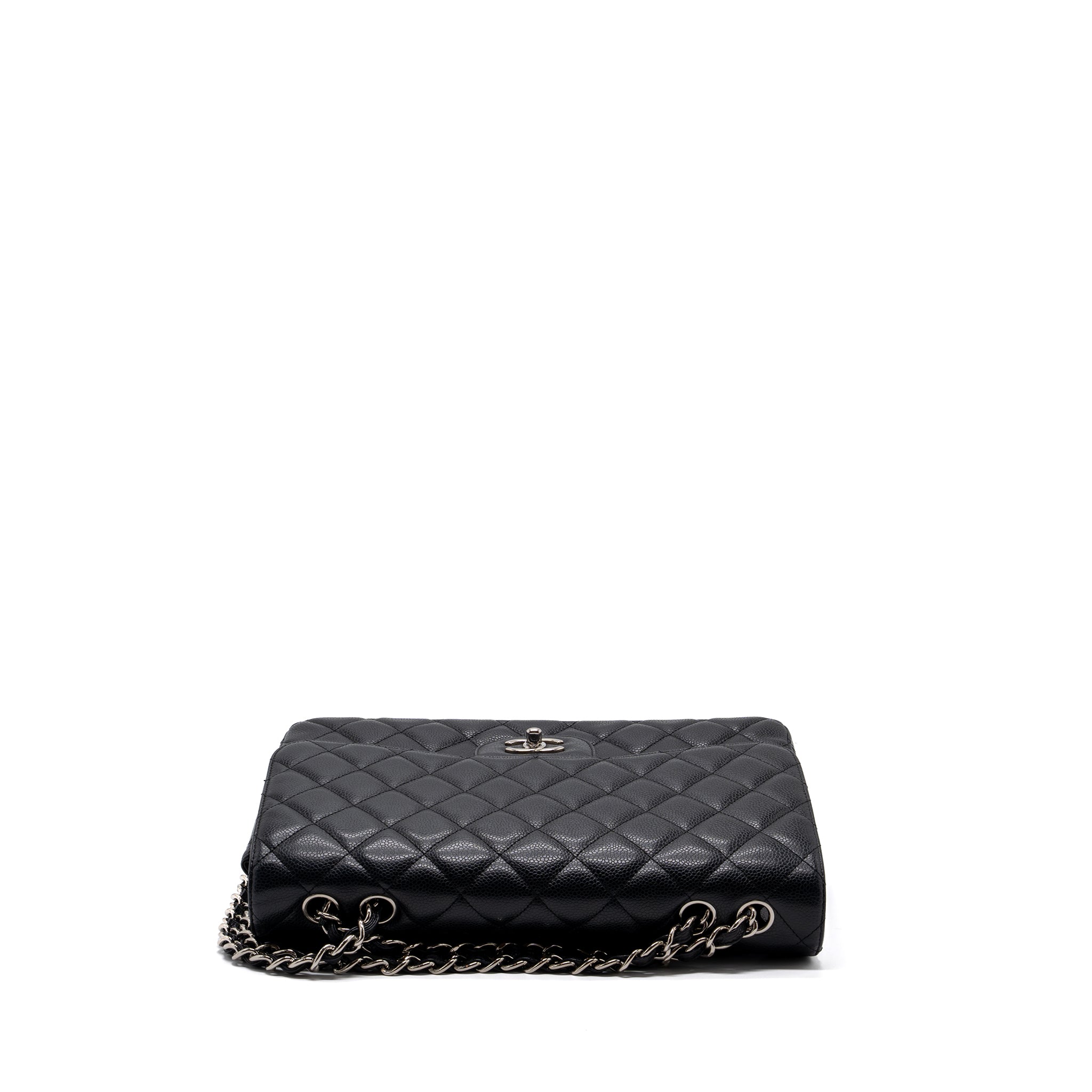 CHANEL JUMBO CLASSIC SINGLE FLAP BAG CAVIAR BLACK SHW