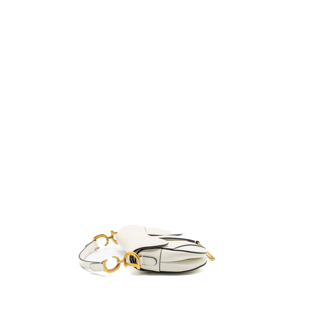 DIOR MINI SADDLE BAG CALFSKIN WHITE BRUSHED GHW