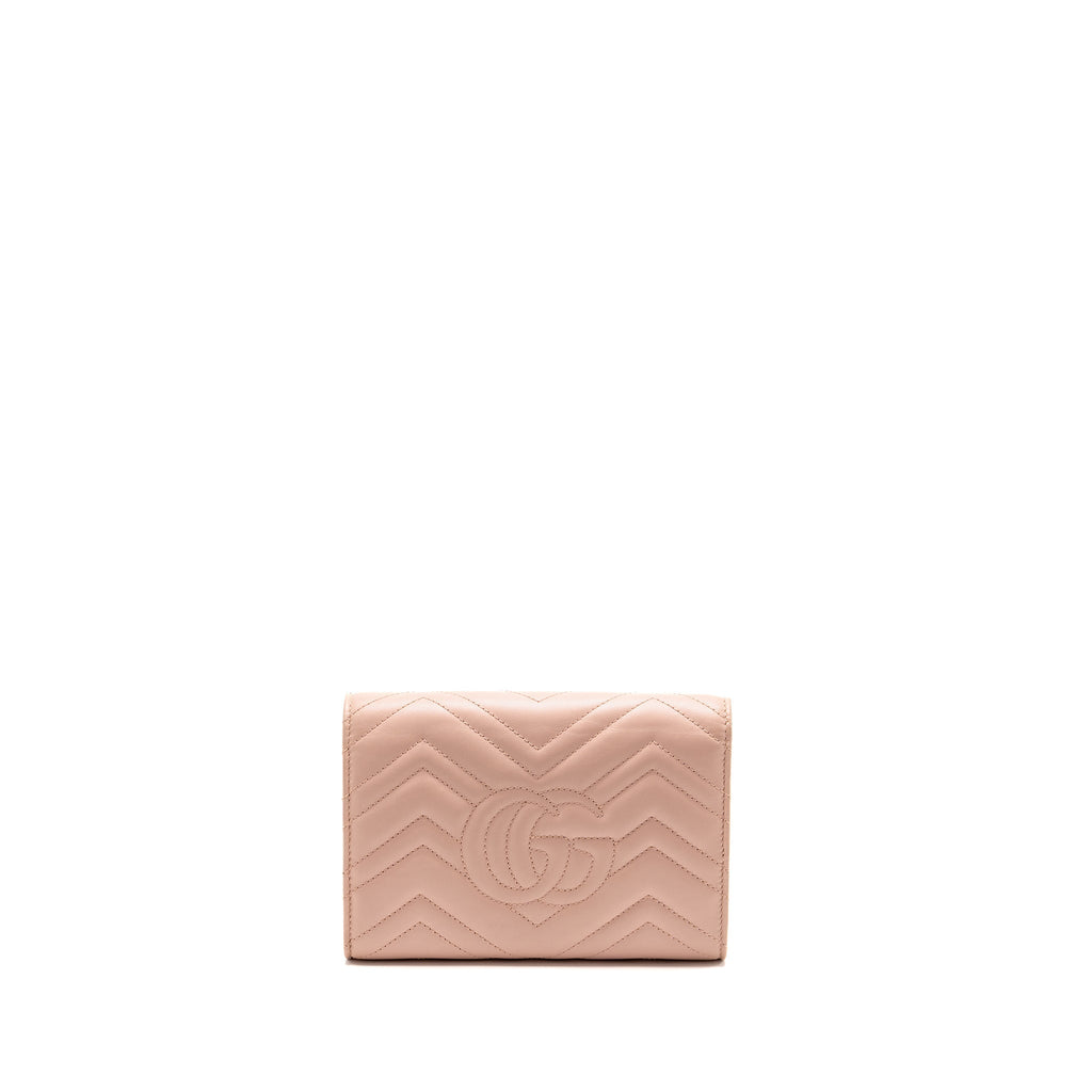 GUCCI GG MARMONT WALLET ON CHAIN CALFSKIN PINK GHW