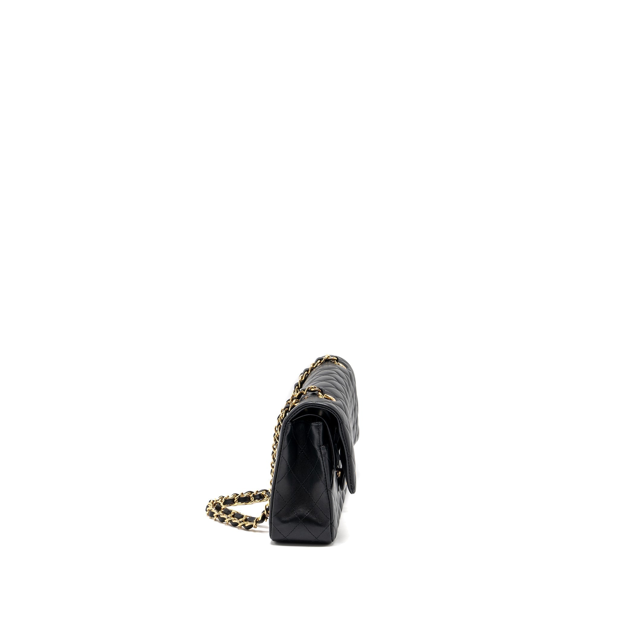 CHANEL MEDIUM CLASSIC DOUBLE FLAP BAG LAMBSKIN BLACK GHW