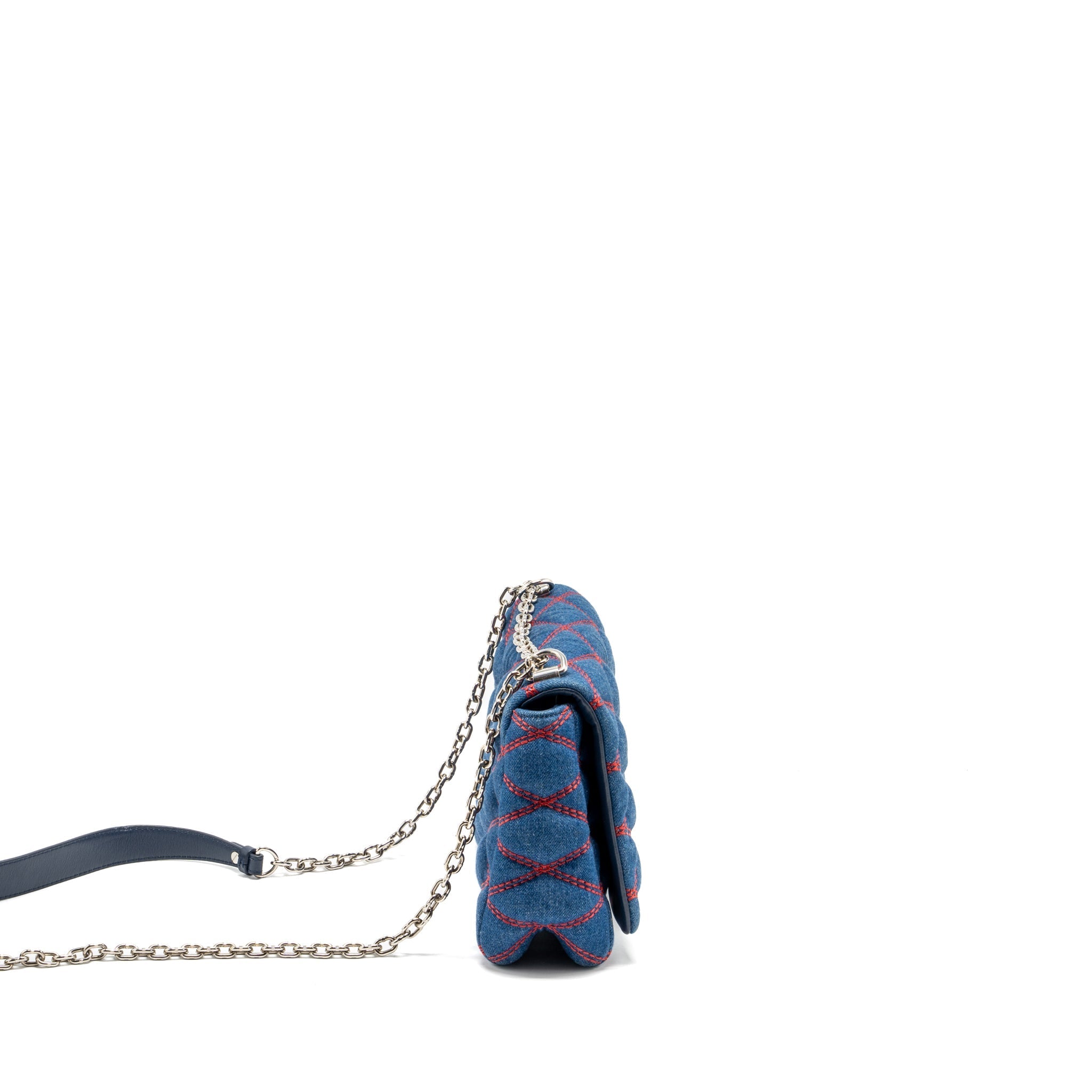 LOUIS VUITTON MALLETAHE GO-14 MM BAG DENIM/LEATHER BLUE/RED SHW