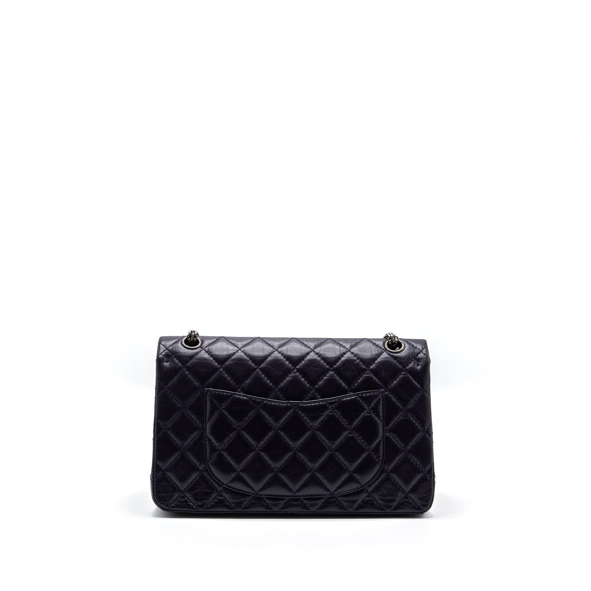 CHANEL LARGE 2.55  REISSUE FLAP BAG AGED CALFSKIN DARK PURPLE RUTHENIUM HARDWARE