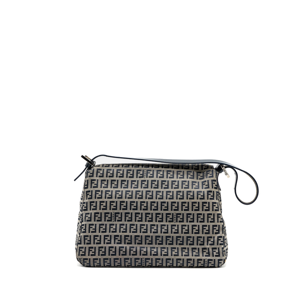 FENDI ZUCCHINO MAMA FLAP BAG FF JACQUARD CANVAS GREY SHW