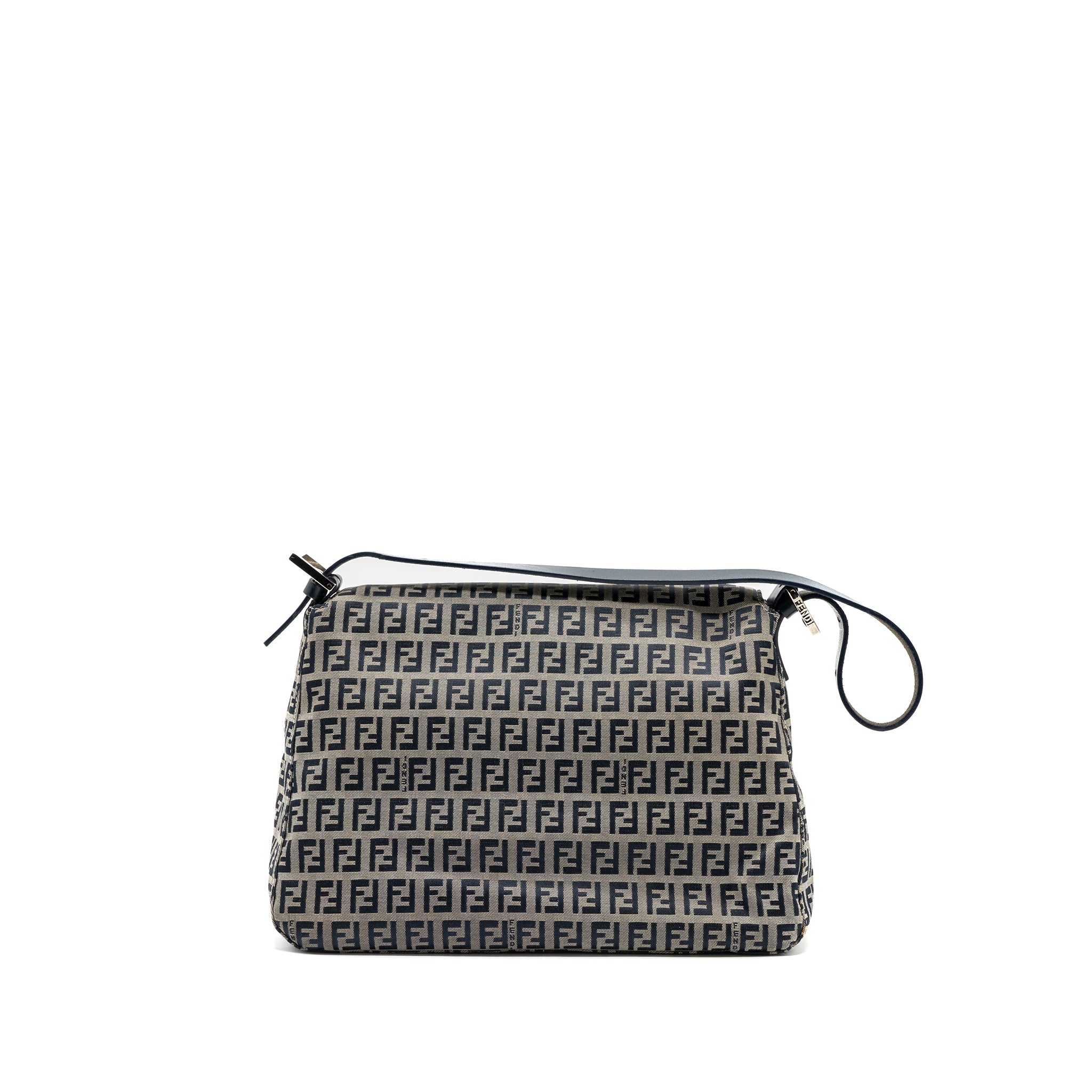 FENDI ZUCCHINO MAMA FLAP BAG FF JACQUARD CANVAS GREY SHW