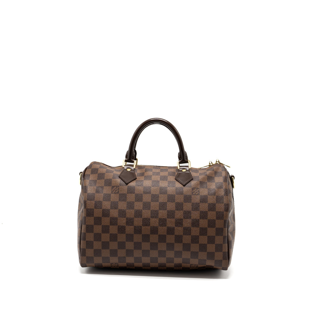 LOUIS VUITTON SPEEDY 30 BANDOULIERE DAMIER EBENE CANVAS GHW