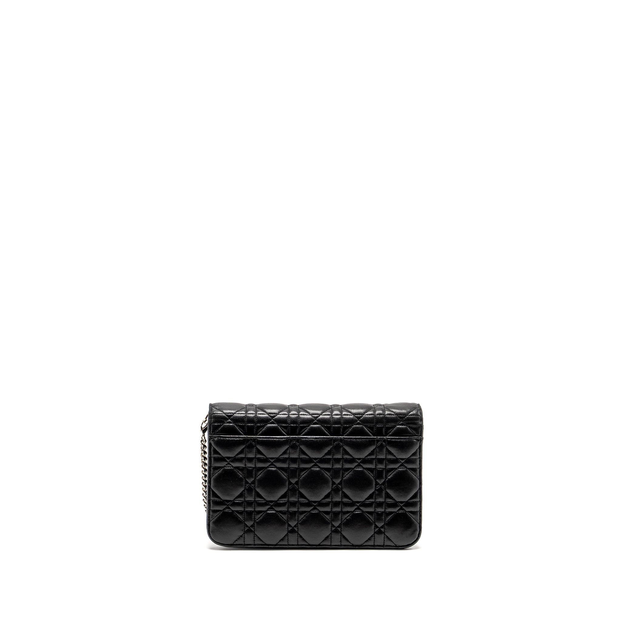 DIOR MISS DIOR PROMENADE POUCH BAG LAMBSKIN BLACK SHW