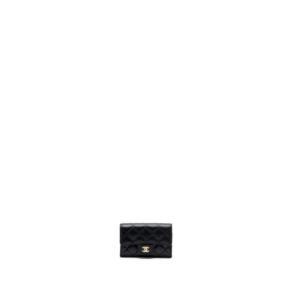 CHANEL CLASSIC FLAP CARD HOLDER CAVIAR BLACK GHW (MICROCHIP)