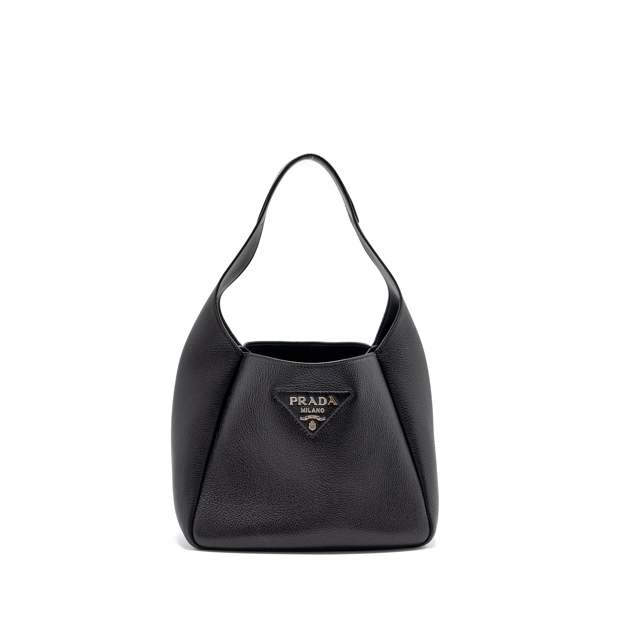 PRADA MEDIUM LEATHER TOTE BLACK SHW