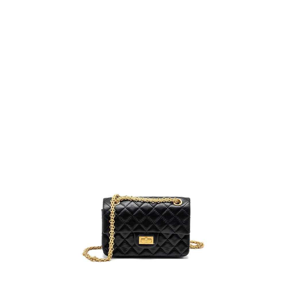 CHANEL MINI 2.55 REISSUE AGED CALFSKIN BLACK GHW (MICROCHIP)