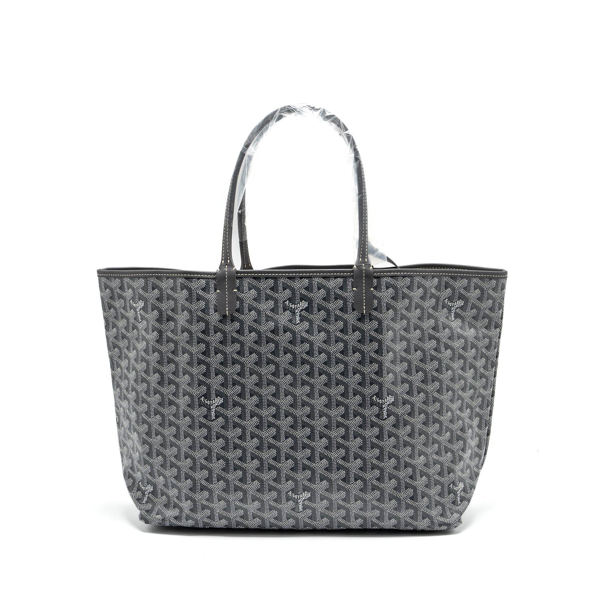 GOYARD SAINT LOUIS PM TOTE BAG GOYARDLINE CANVAS / LEATHER GREY SHW