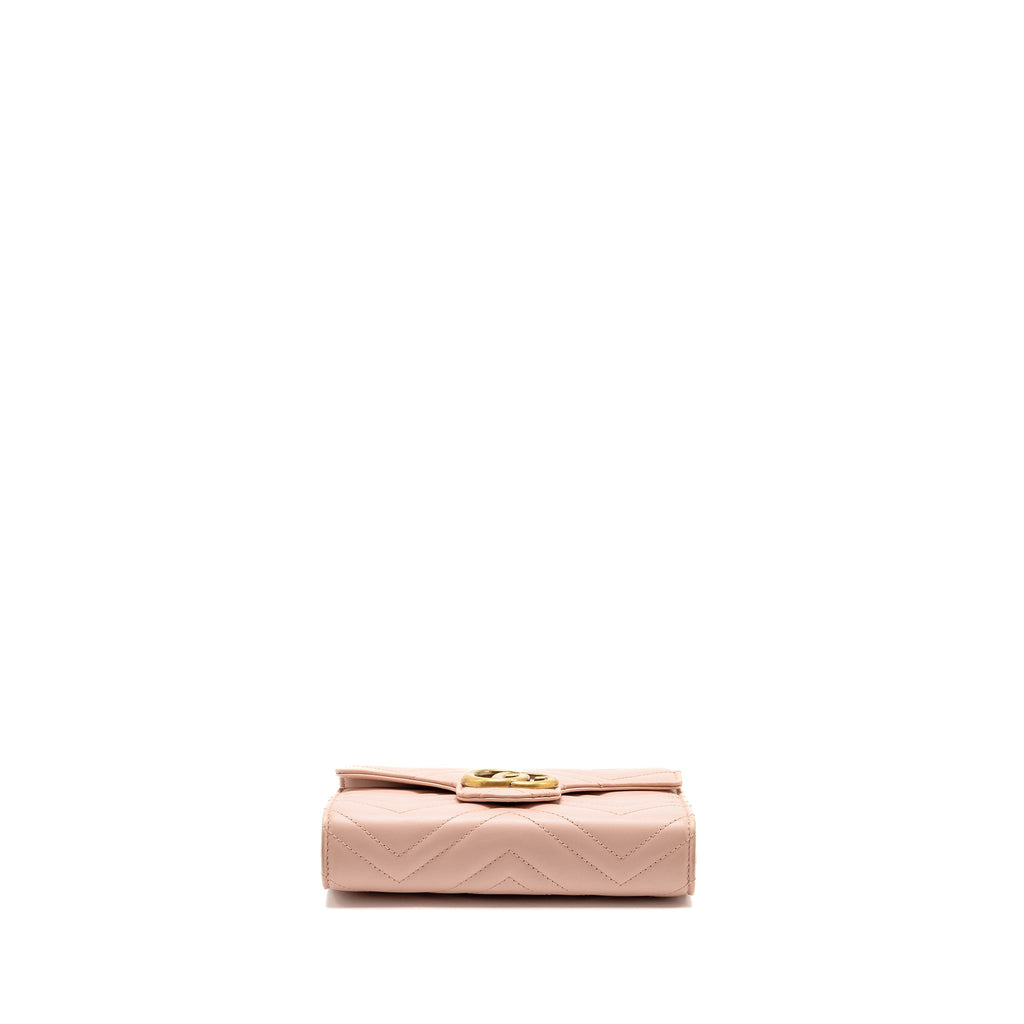 GUCCI GG MARMONT WALLET ON CHAIN CALFSKIN PINK GHW