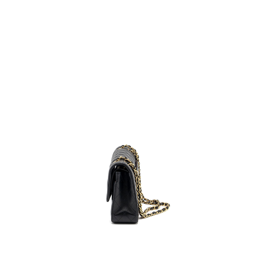 CHANEL MEDIUM CLASSIC DOUBLE FLAP BAG LAMBSKIN BLACK GHW