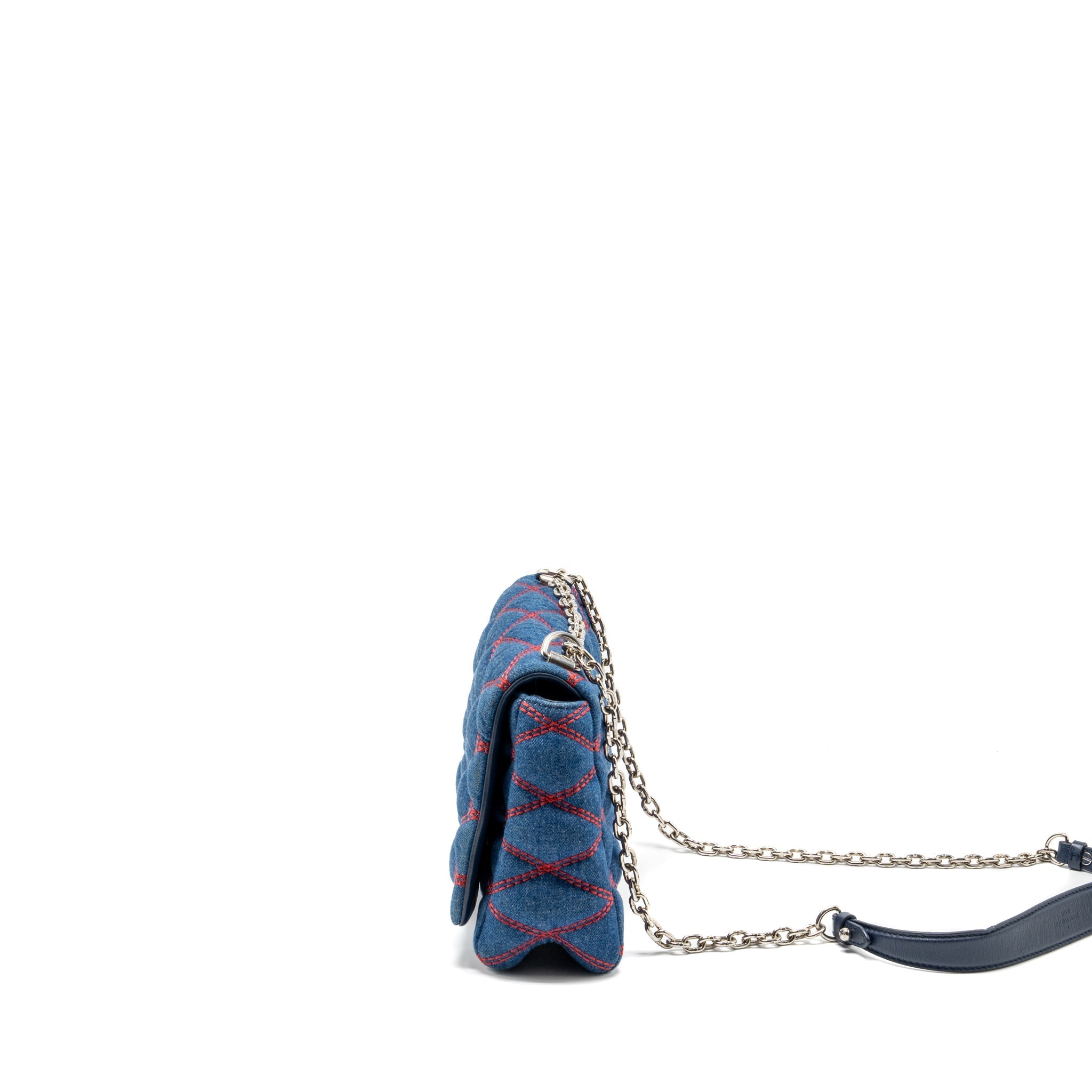LOUIS VUITTON MALLETAHE GO-14 MM BAG DENIM/LEATHER BLUE/RED SHW