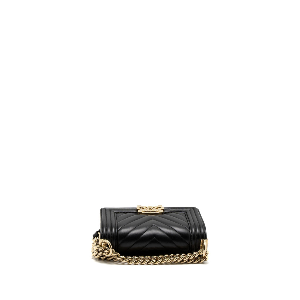 CHANEL SMALL CHEVRON BOY BAG LAMBSKIN BLACK GHW