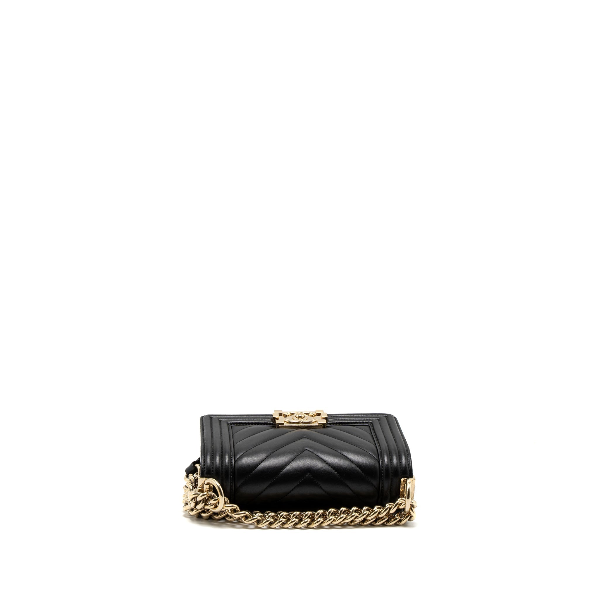 CHANEL SMALL CHEVRON BOY BAG LAMBSKIN BLACK GHW