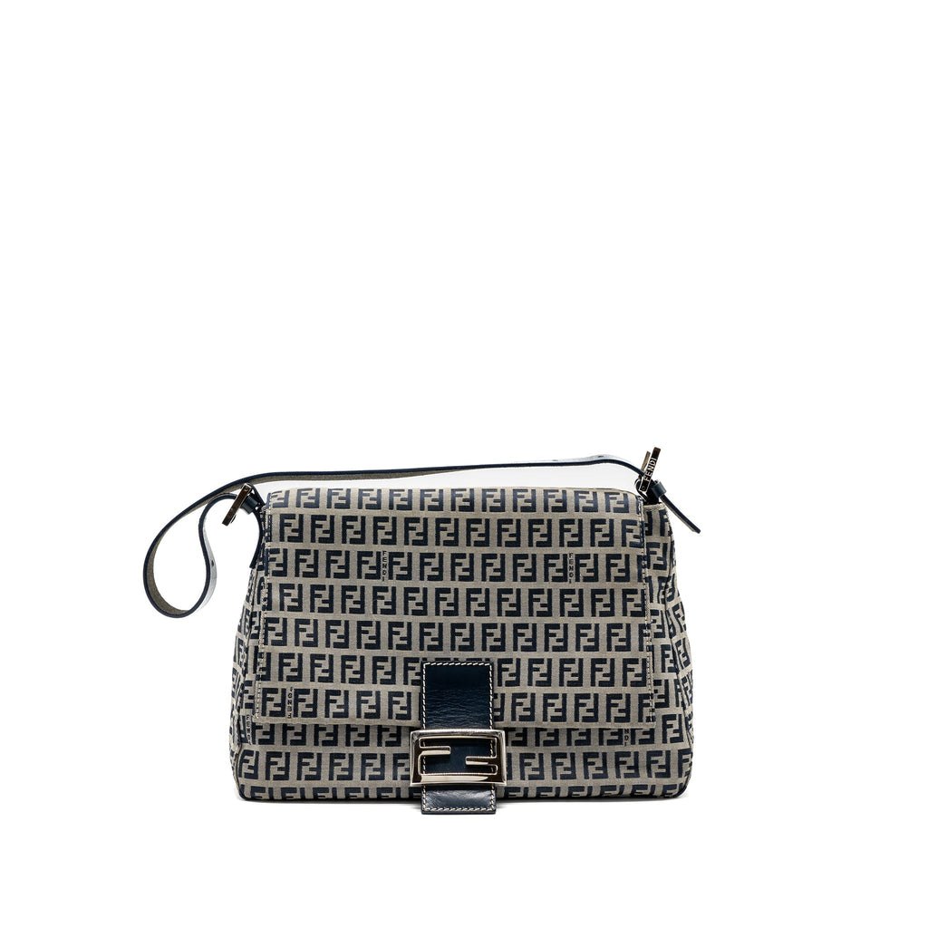 FENDI ZUCCHINO MAMA FLAP BAG FF JACQUARD CANVAS GREY SHW