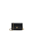 CHANEL PEARL CRUSH WALLET ON CHAIN LAMBSKIN BLACK GHW(MICROCHIP)