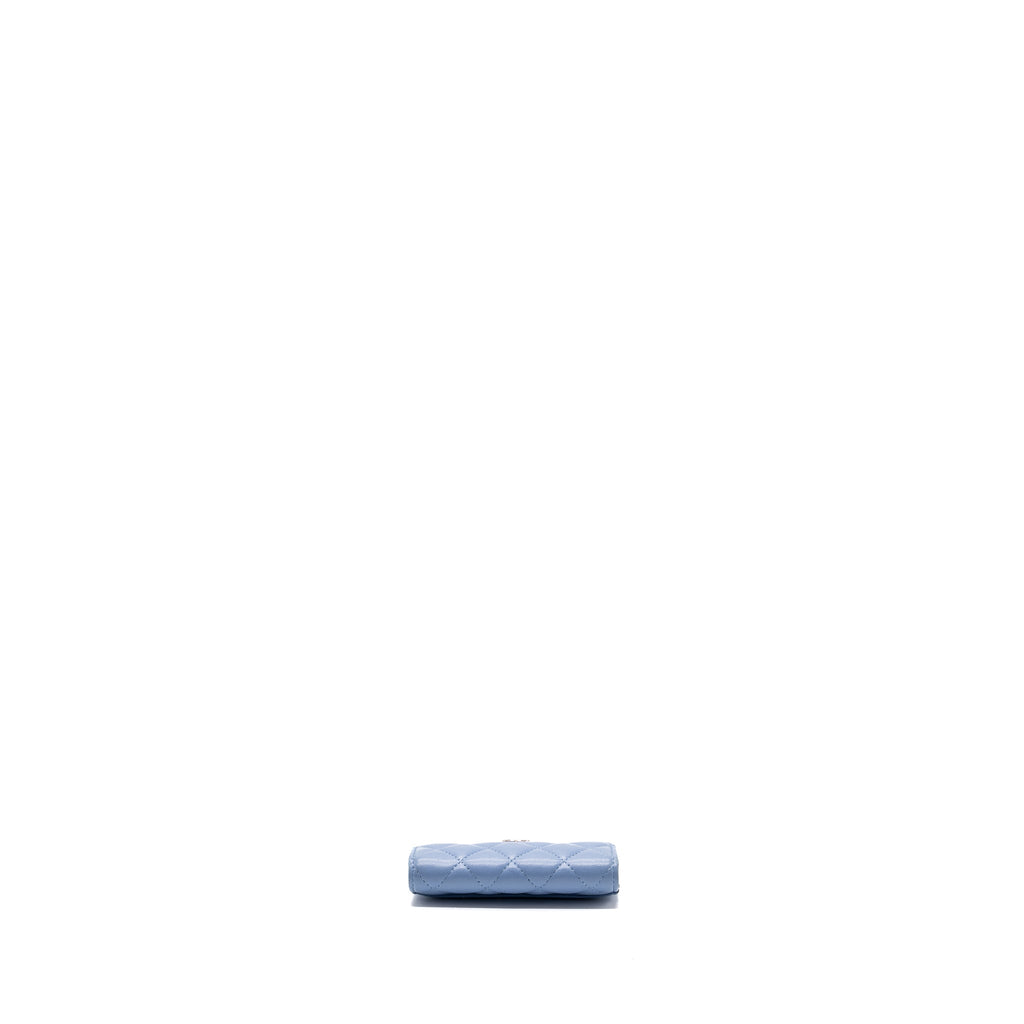 CHANEL CLASSIC FLAP CARD HOLDER LAMBSKIN LIGHT BLUE LGHW