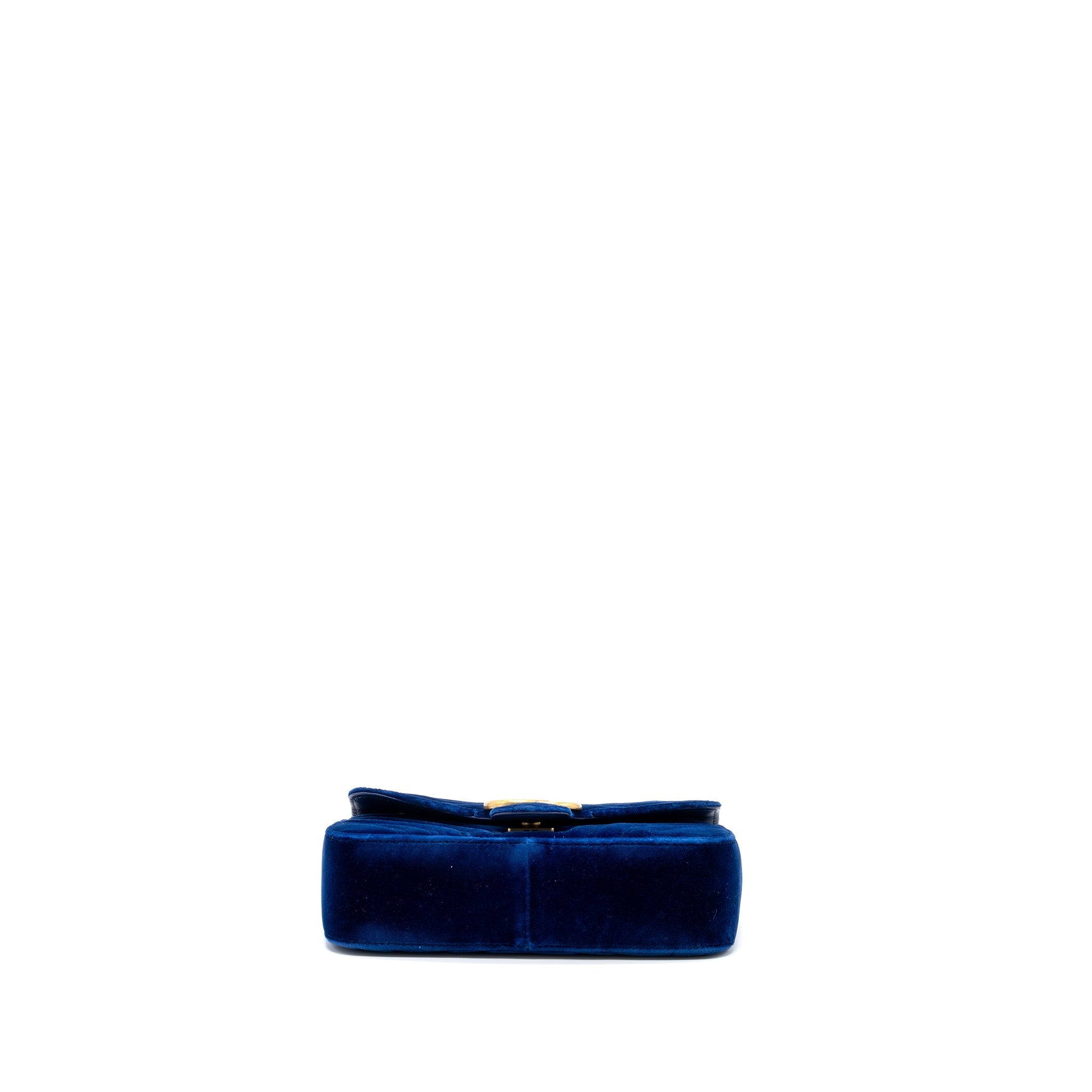 GUCCI SMALL GG MARMONT BAG VELVET BLUE GHW