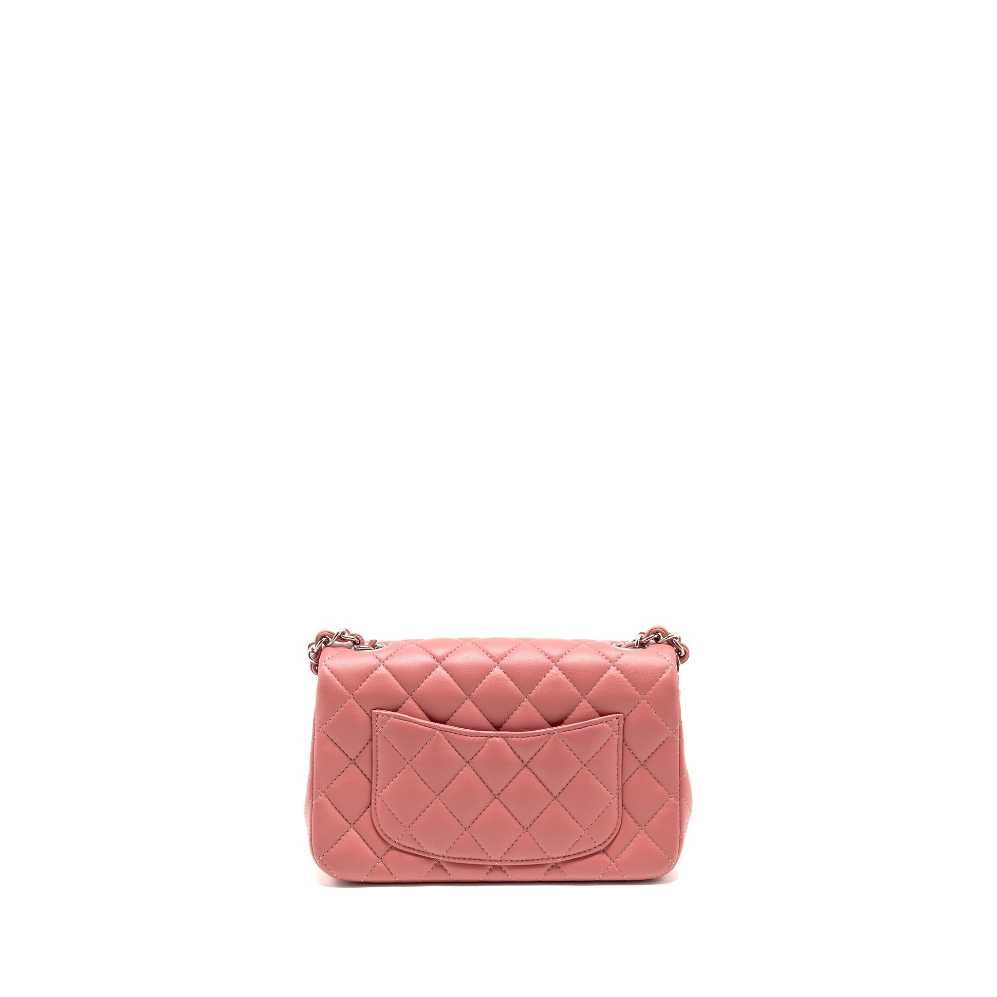 CHANEL MINI RECTANGULAR FLAP BAG LAMBSKIN PINK SHW