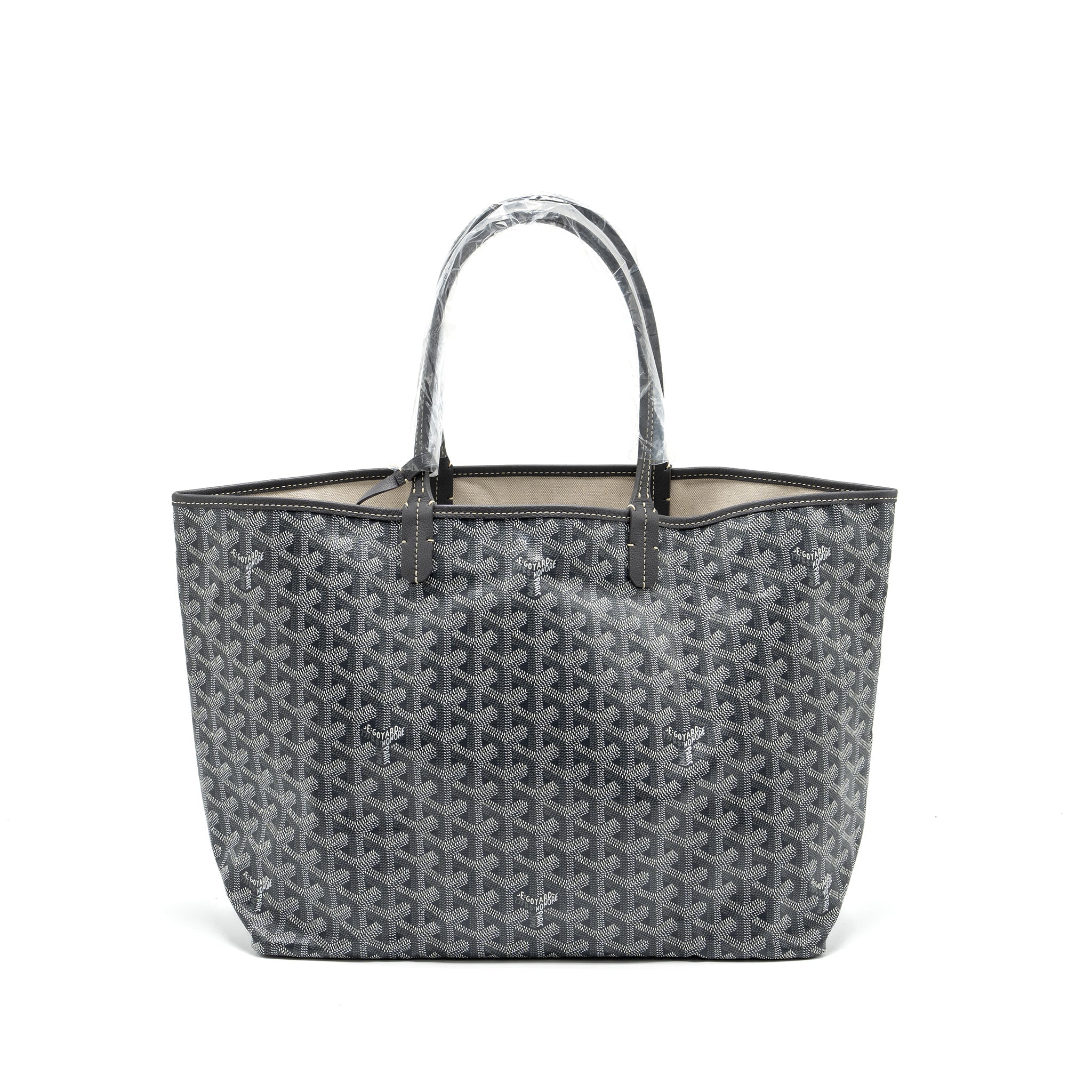 GOYARD SAINT LOUIS PM TOTE BAG GOYARDLINE CANVAS / LEATHER GREY SHW
