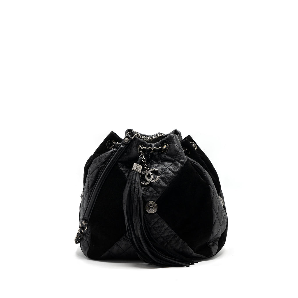 CHANEL BUCKET BAG GOATSKIN/SUE CALFSKIN BLACK SHW