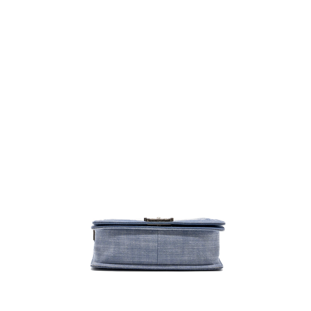 CHANEL MEDIUM BOY BAG DENIM BLUE RUTHENIUM SILVER HARDWARE