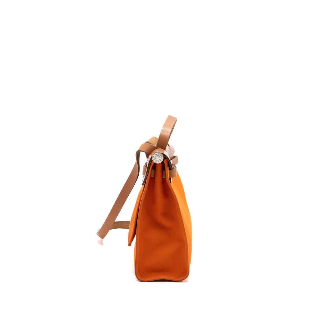 HERMES HERBAG 31 ZIP BAG CANVAS/HUNTER ORANGE SHW