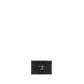 CHANEL DETAIL CC LOGO CARD HOLDER CAVIAR BLACK LGHW(MICROCHIP)