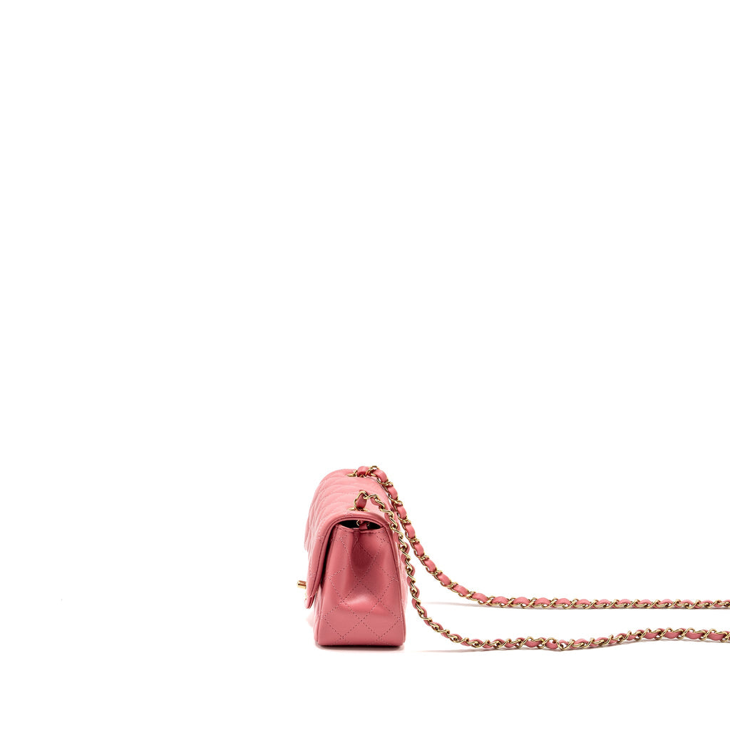 CHANEL MINI SQUARE FLAP BAG LAMBSKIN PINK LGHW (MICROCHIP)