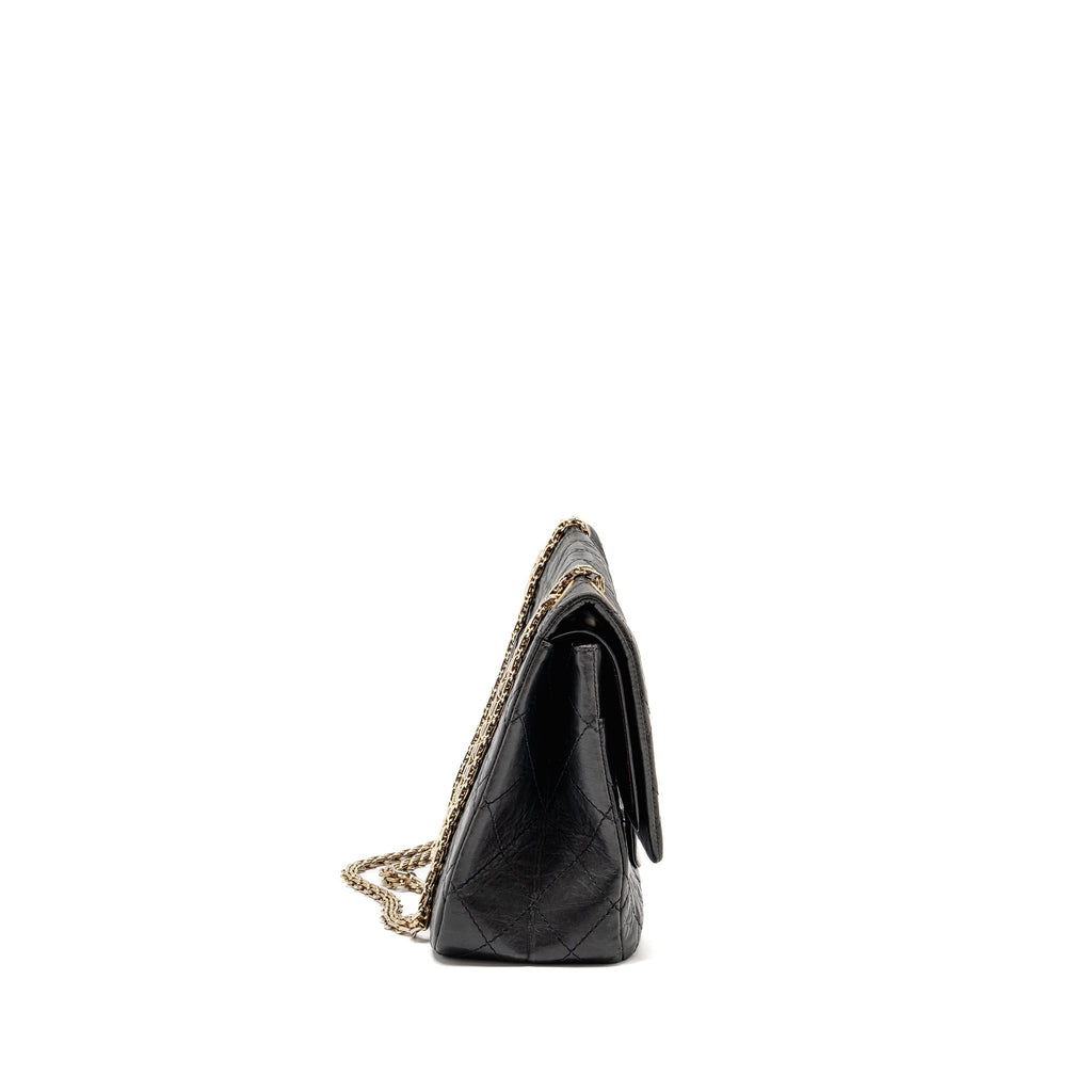 CHANEL 2.55 227 REISSUE MAXI FLAP BAG AGED CALFSKIN BLACK LGHW