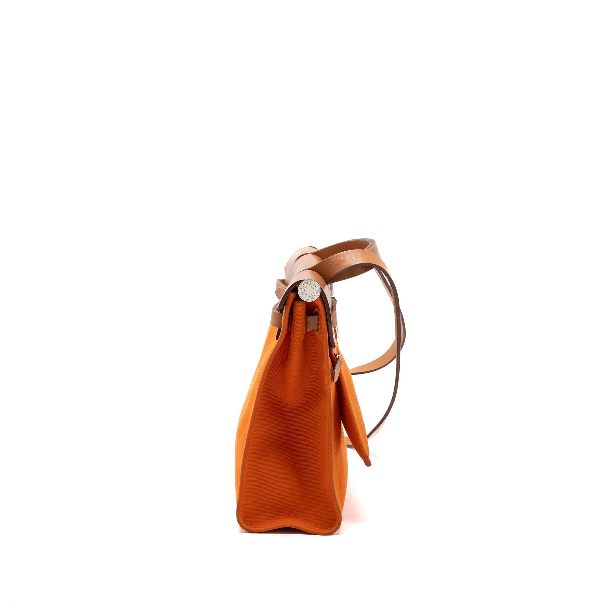 HERMES HERBAG 31 ZIP BAG CANVAS/HUNTER ORANGE SHW