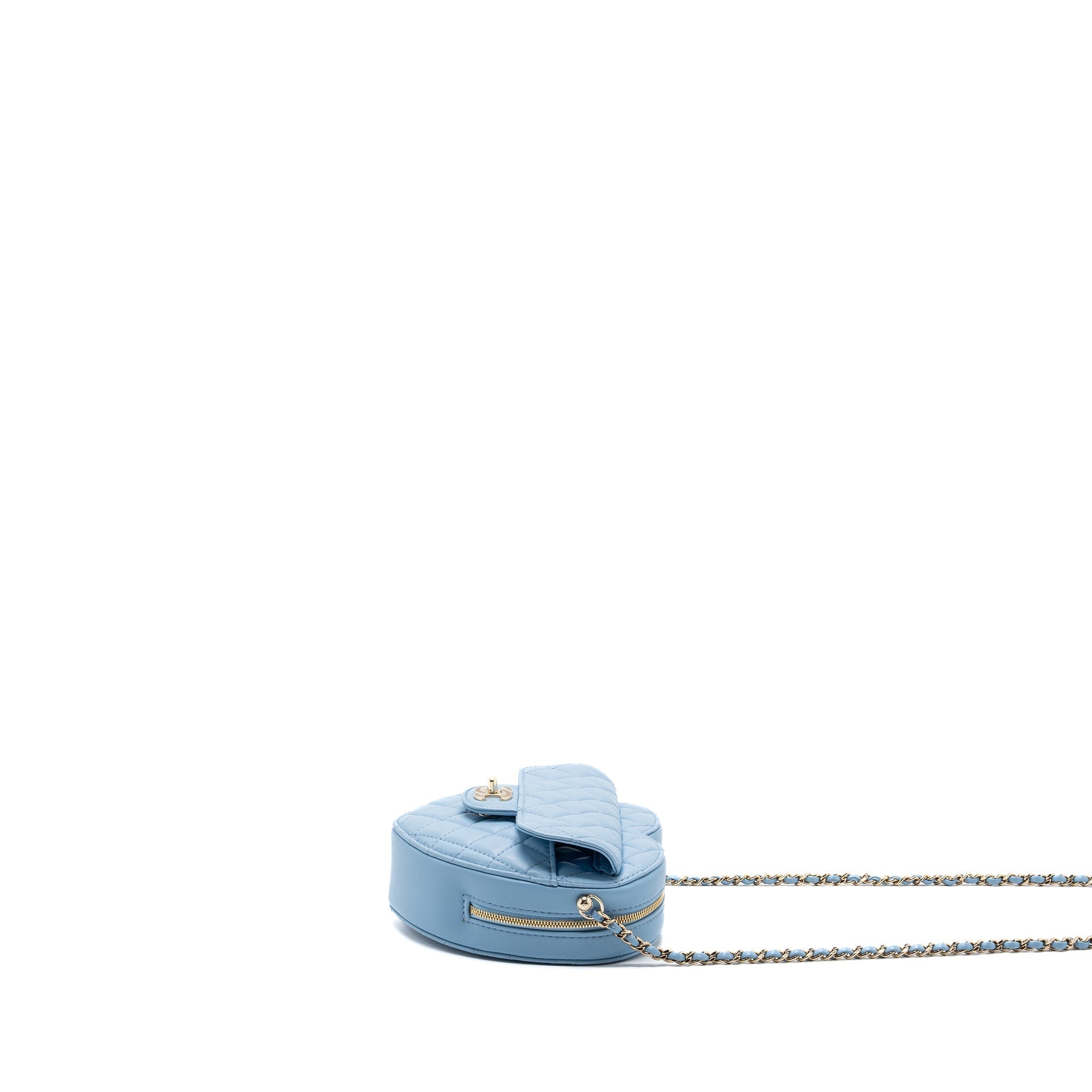 CHANEL HEART BAG LAMBSKIN LIGHT BLUE LGHW (MICROCHIP)