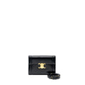CELINE TRIOMPHE FLAP WALLET WITH STRAP CALFSKIN BLACK GHW