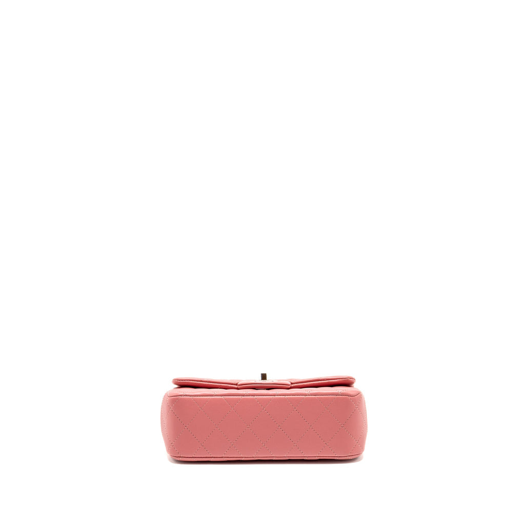 CHANEL MINI RECTANGULAR FLAP BAG LAMBSKIN PINK SHW
