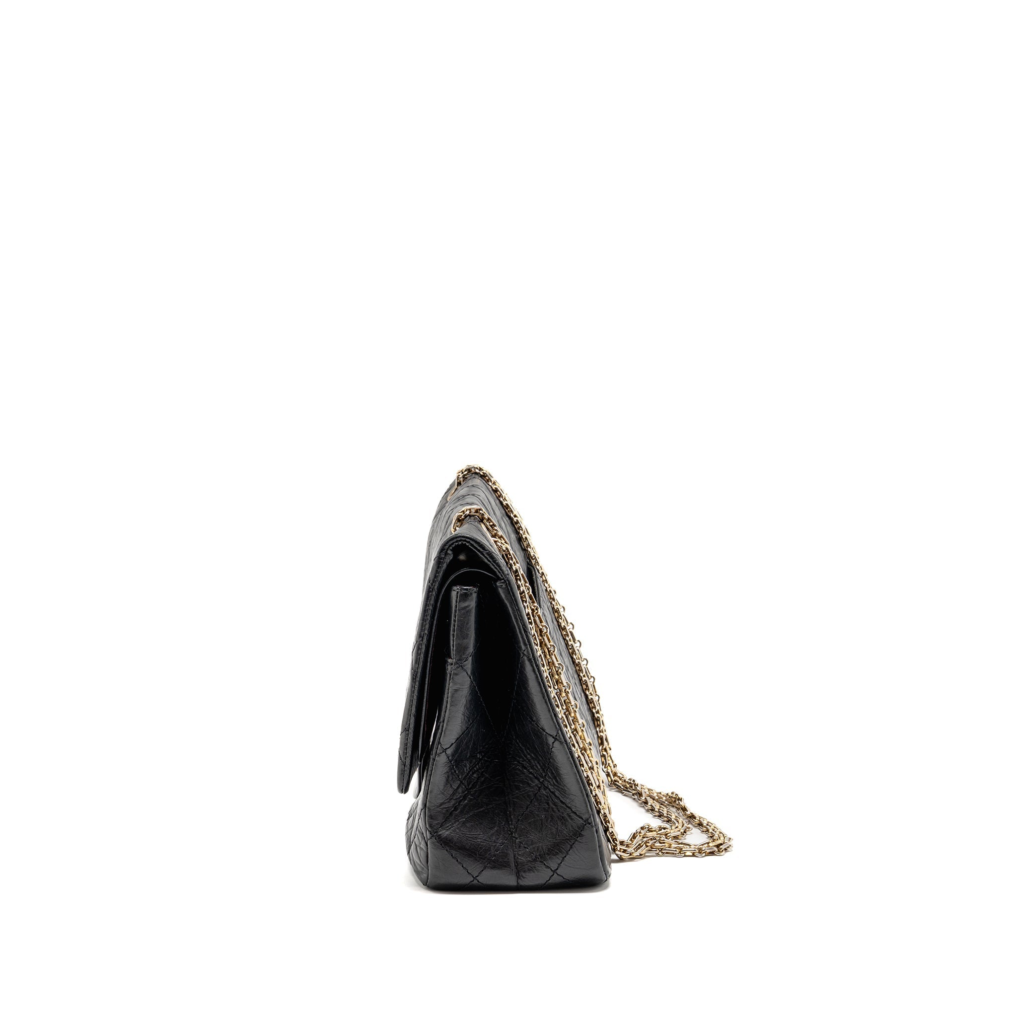 CHANEL 2.55 227 REISSUE MAXI FLAP BAG AGED CALFSKIN BLACK LGHW
