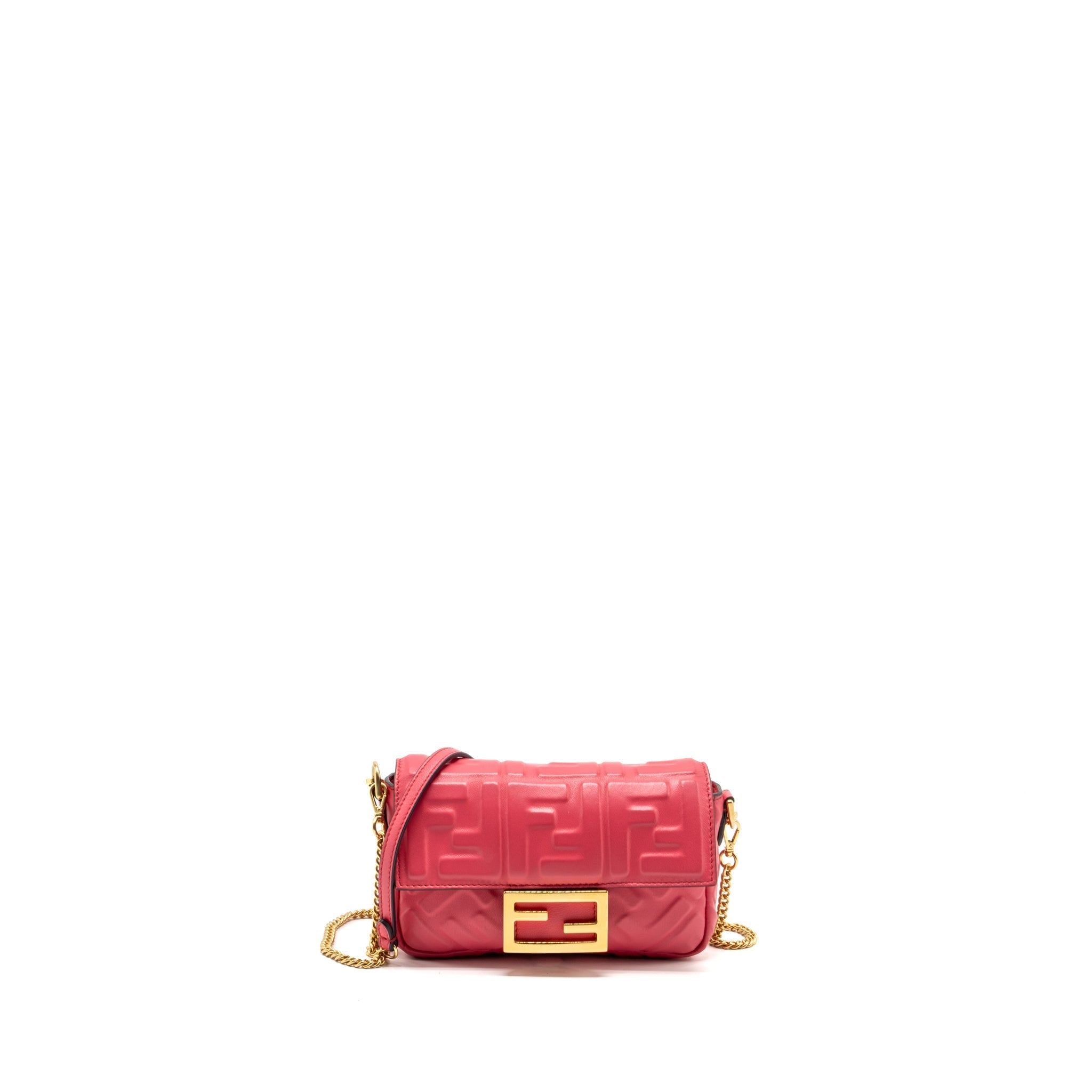FENDI MINI BAGUETTE BAG NAPPA LAMBSKIN PINK GHW