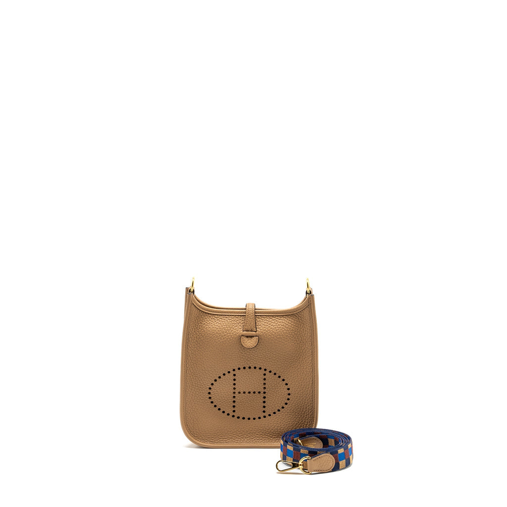 HERMES MINI EVELYNE CLEMENCE CHAI / MULTICOLOR STRAP GHW