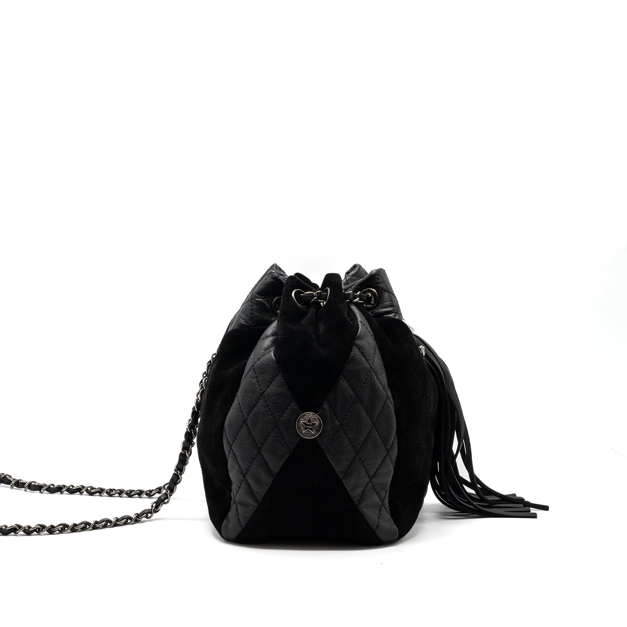 CHANEL BUCKET BAG GOATSKIN/SUE CALFSKIN BLACK SHW
