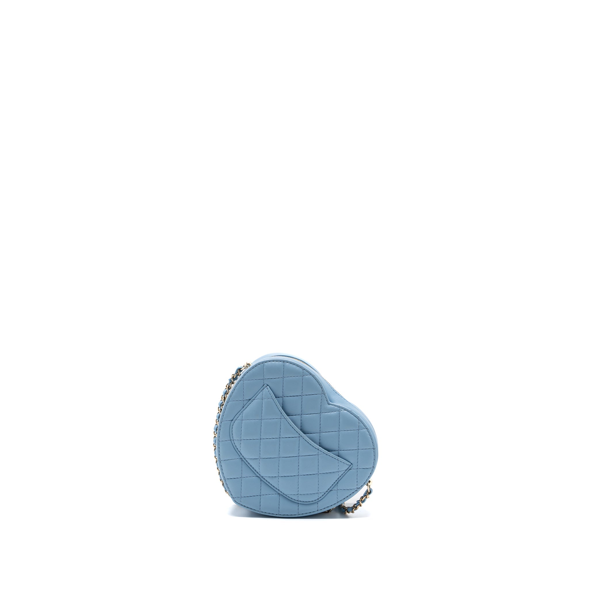 CHANEL HEART BAG LAMBSKIN LIGHT BLUE LGHW (MICROCHIP)