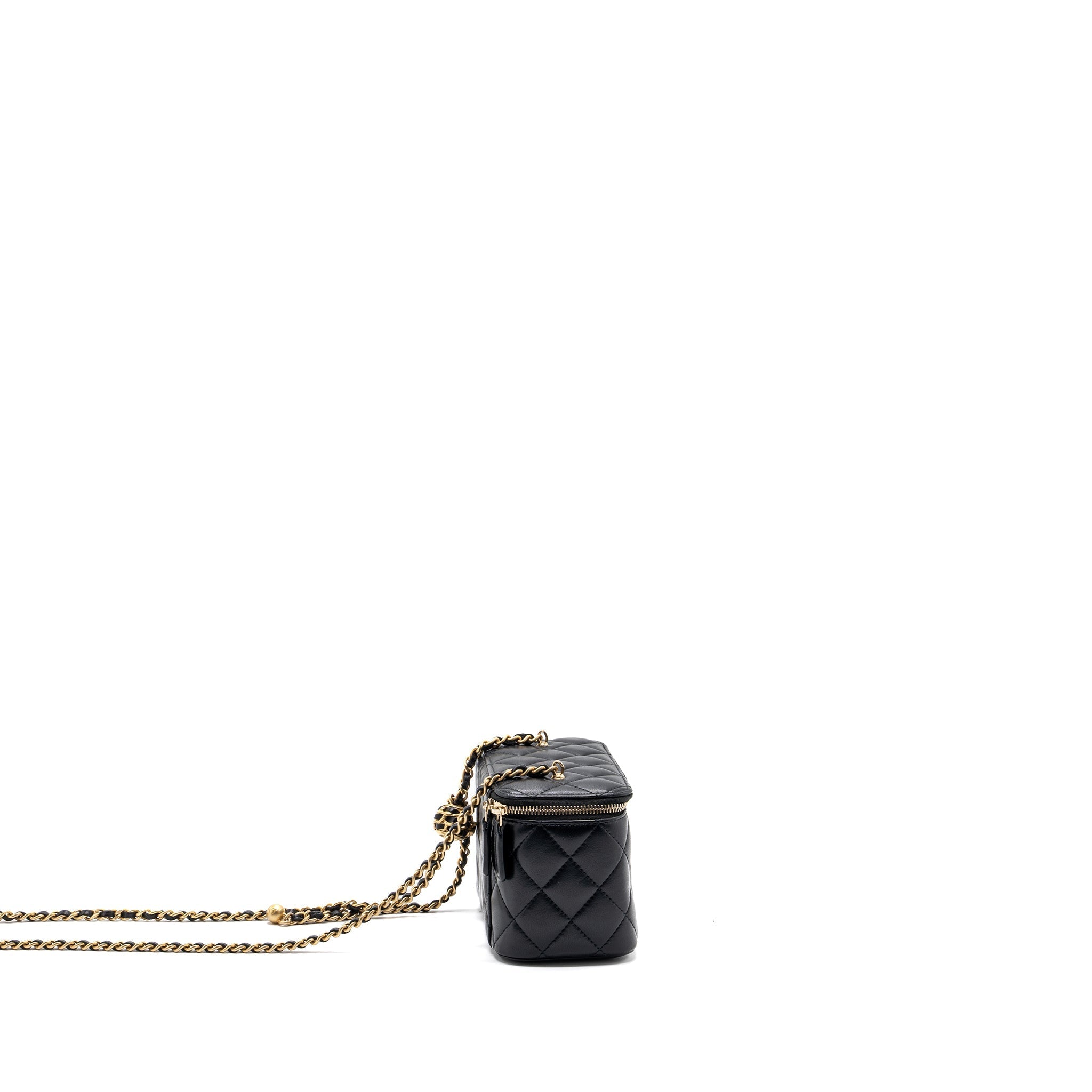 CHANEL PEARL CRUSH LONG VANITY CASE LAMBSKIN BLACK GHW