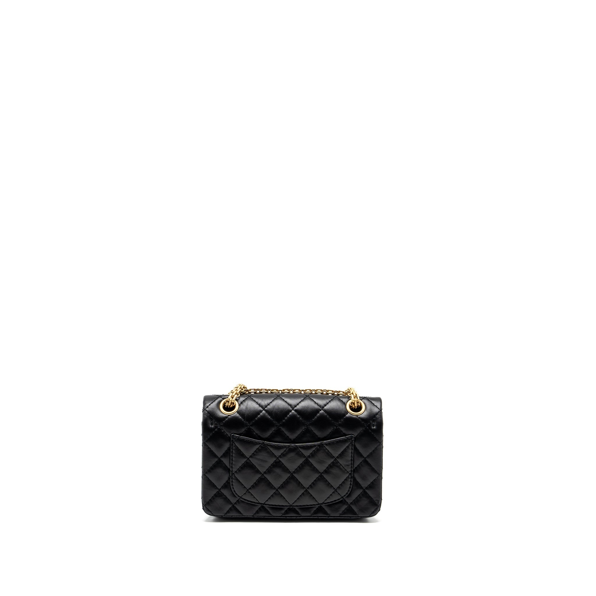 CHANEL MINI 2.55 REISSUE AGED CALFSKIN BLACK GHW (MICROCHIP)