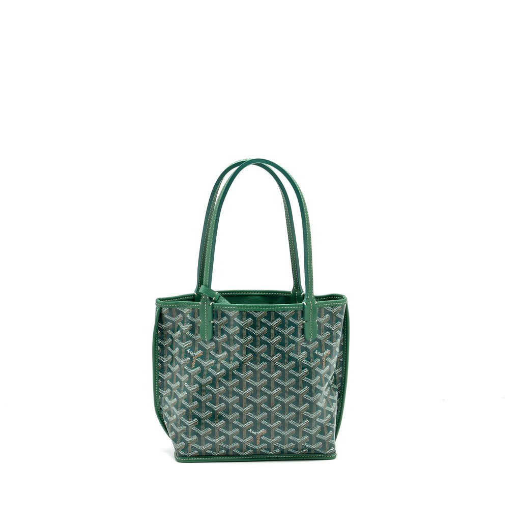GOYARD MINI ANJOU TOTE BAG GOYARDLINE CANVAS / LEATHER GREEN SHW