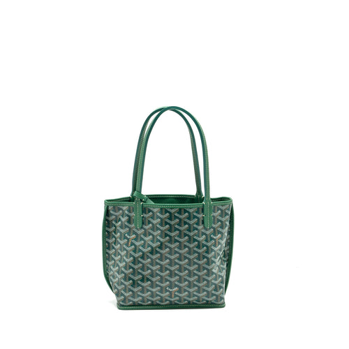GOYARD MINI ANJOU TOTE BAG GOYARDLINE CANVAS / LEATHER GREEN SHW