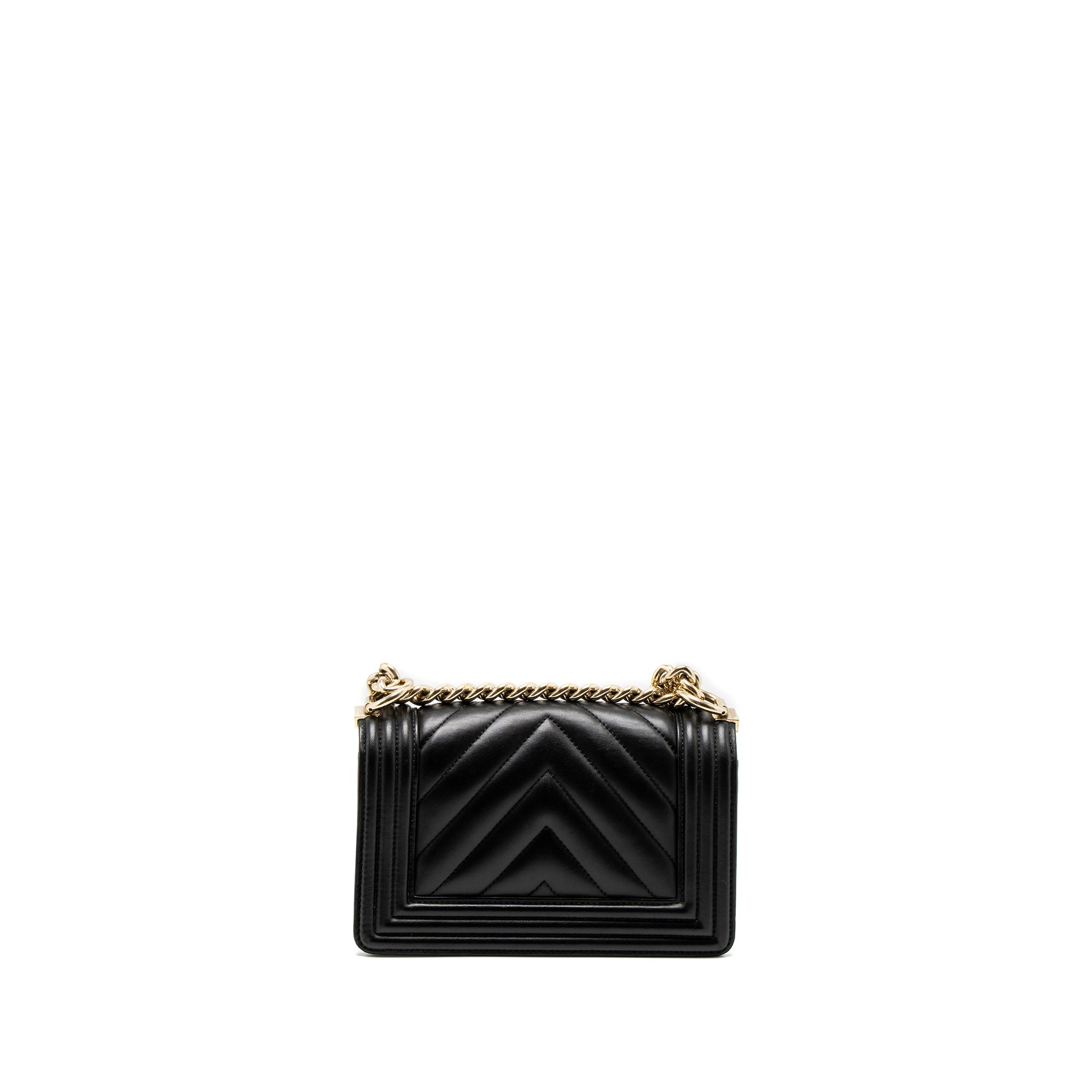 CHANEL SMALL CHEVRON BOY BAG LAMBSKIN BLACK GHW