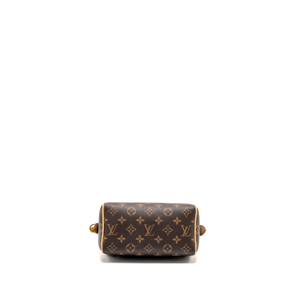 LOUIS VUITTON SPEEDY BANDOULIERE 20 MONOGRAM CANVAS WITH BLACK STRAP GHW