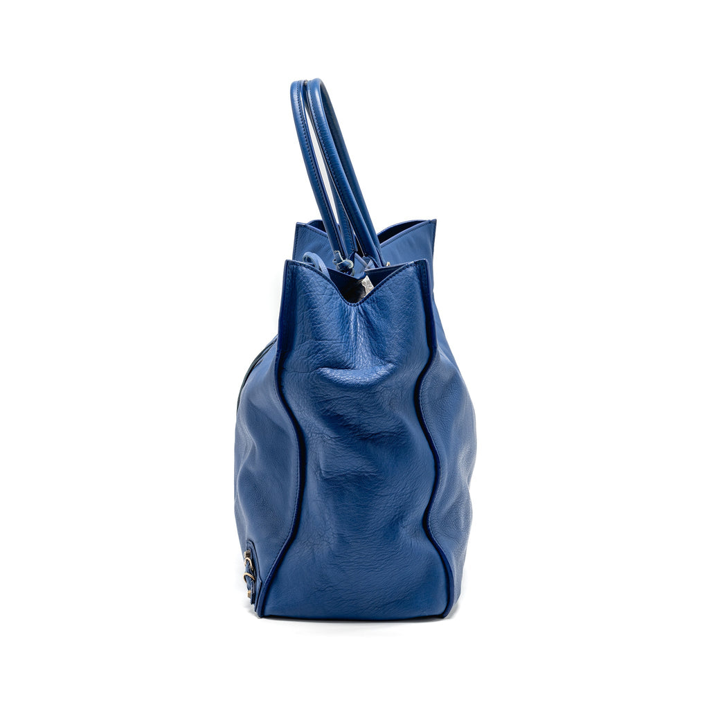 BALENCIAGA PAPIER A4 TOTE BAG LEATHER BLUE SHW