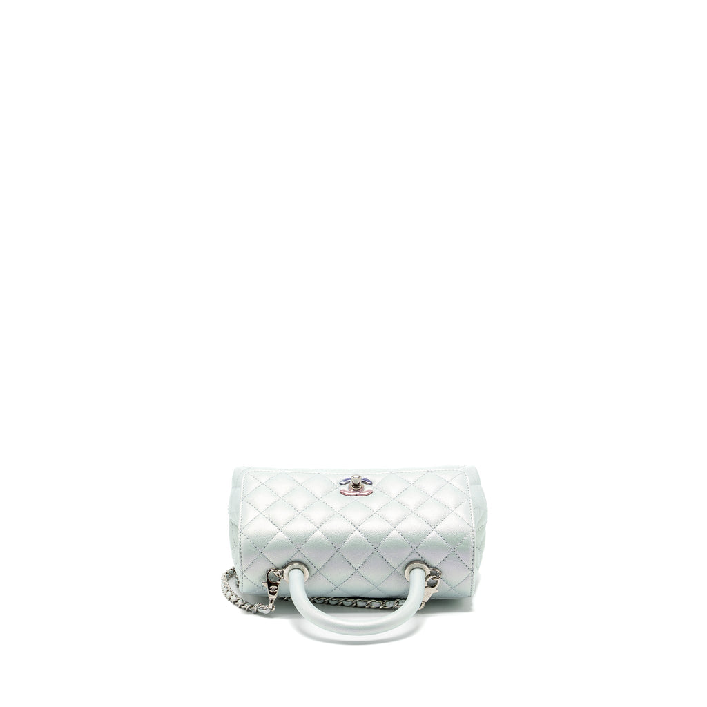 CHANEL SMALL COCO HANDLE CAVIAR IRIDESCENT LIGHT BLUE MULTICOLOUR HARDWARE (MICROCHIP)