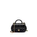 CHANEL 24C TOP HANDLE FLAP BAG QUILTED LAMBSKIN BLACK GHW (MICROCHIP)
